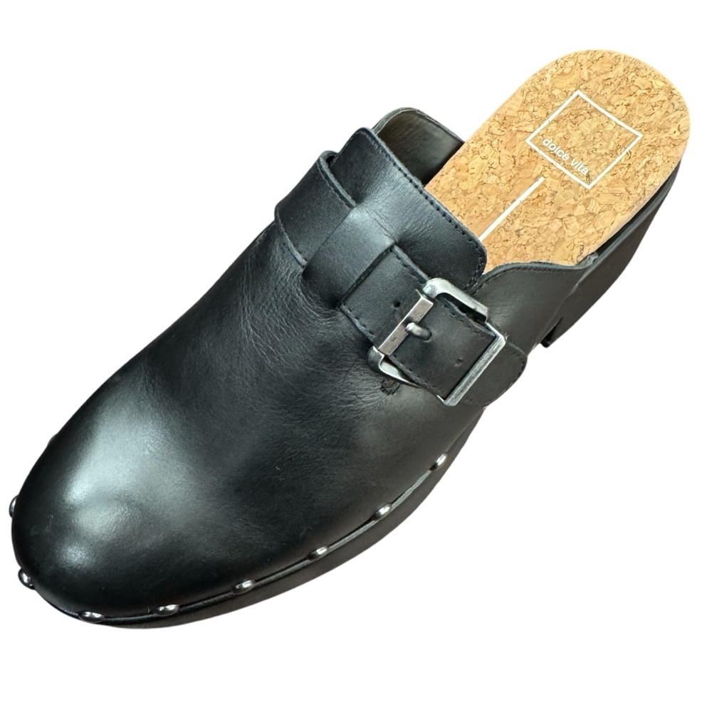 New Dolce Vita Yevan Black Leather Clogs Size 9.5